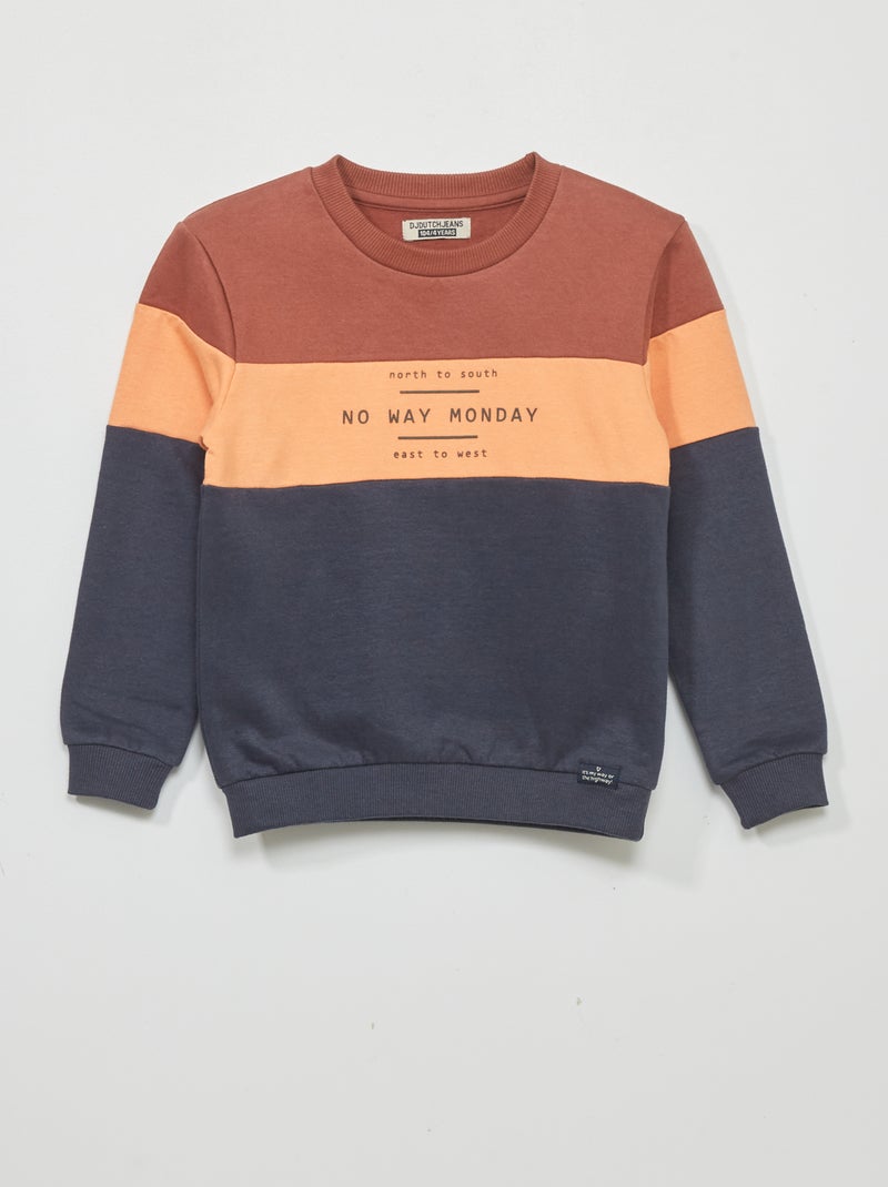 Sweatshirt em moletão color-block AZUL - Kiabi