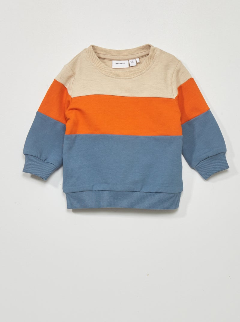 Sweatshirt em moletão color-block AZUL - Kiabi