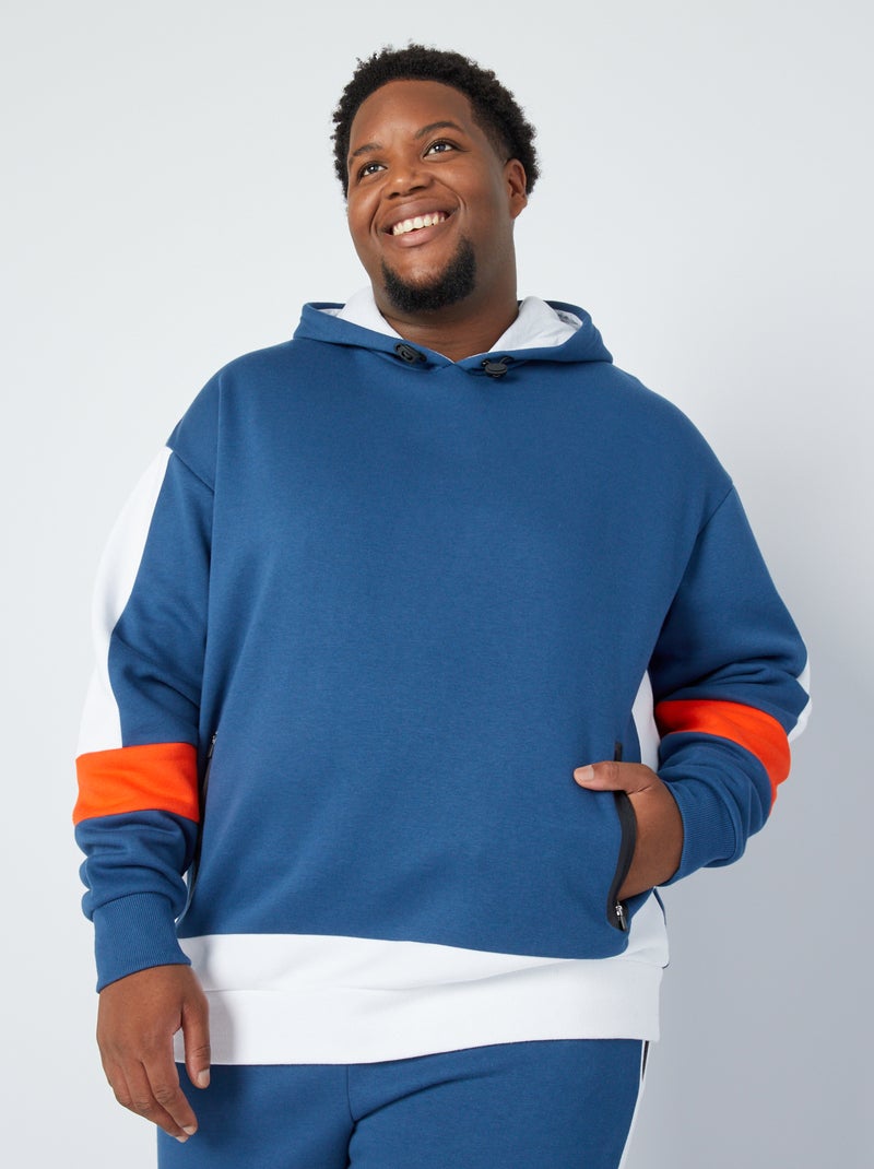 Sweatshirt em moletão color-block Azul Escuro - Kiabi