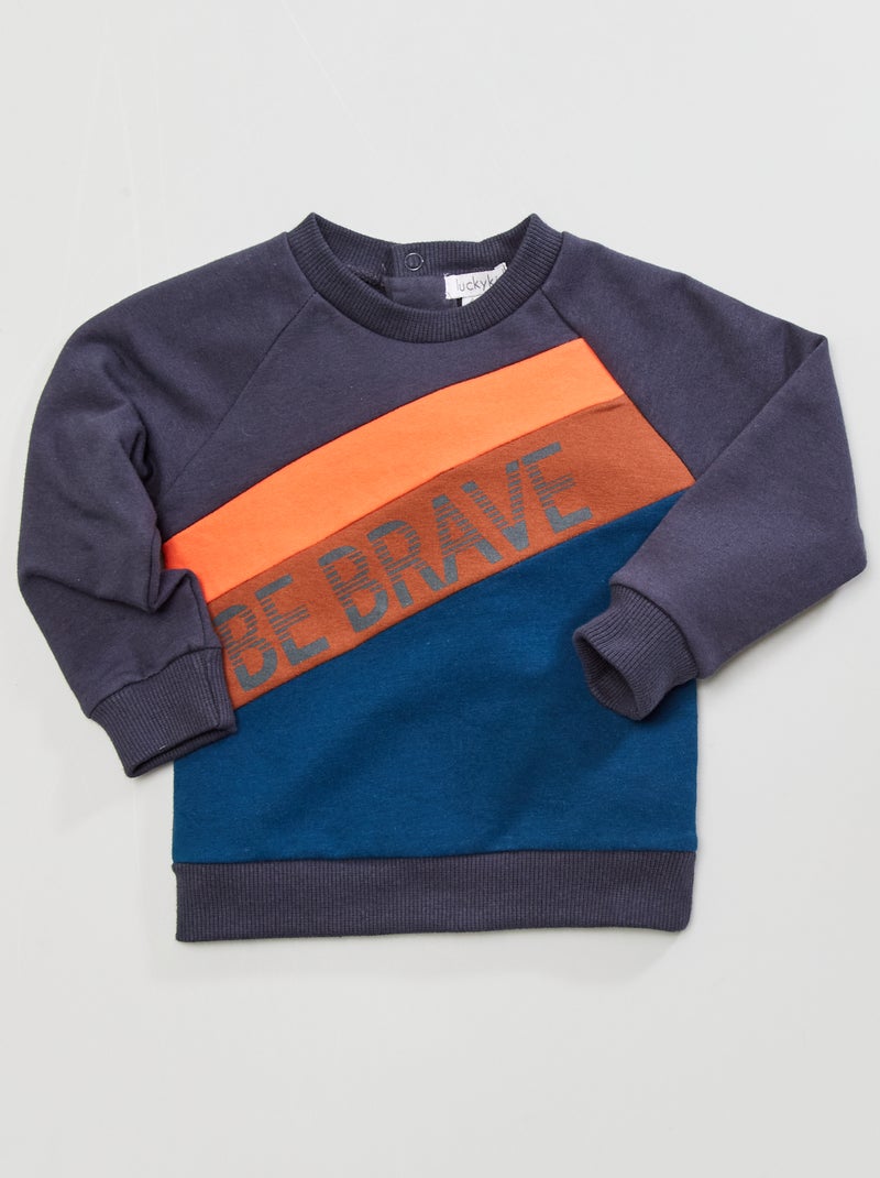 Sweatshirt em moletão color-block Azul Marinho - Kiabi