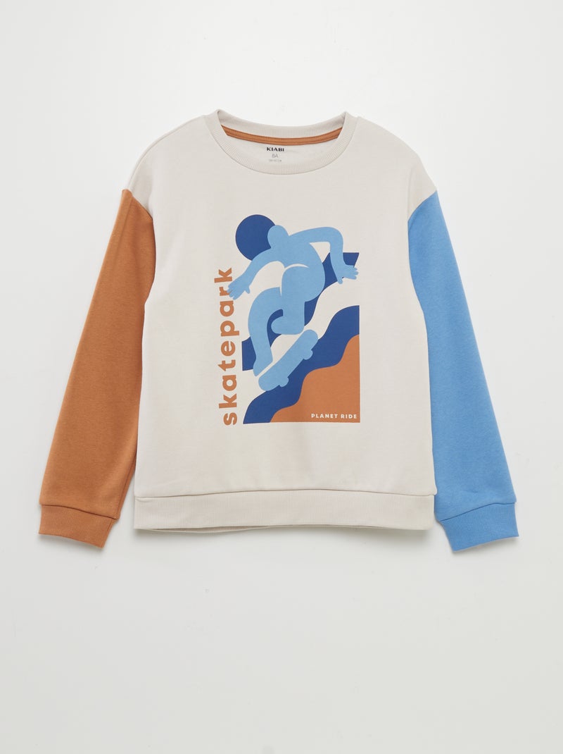 Sweatshirt em moletão color-block BRANCO - Kiabi