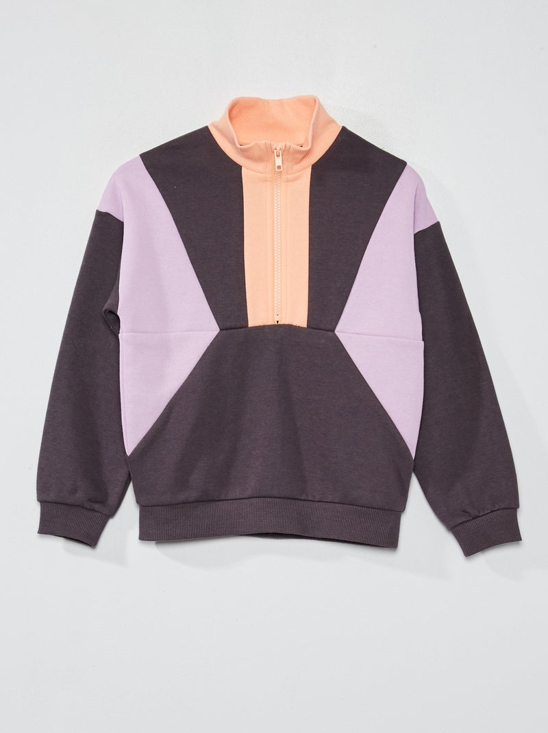 Sweatshirt em moletão color-block Cinza Antracite - Kiabi