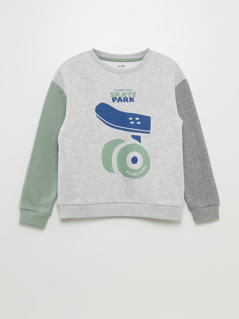 Sweatshirt em moletão color-block CINZA - Kiabi