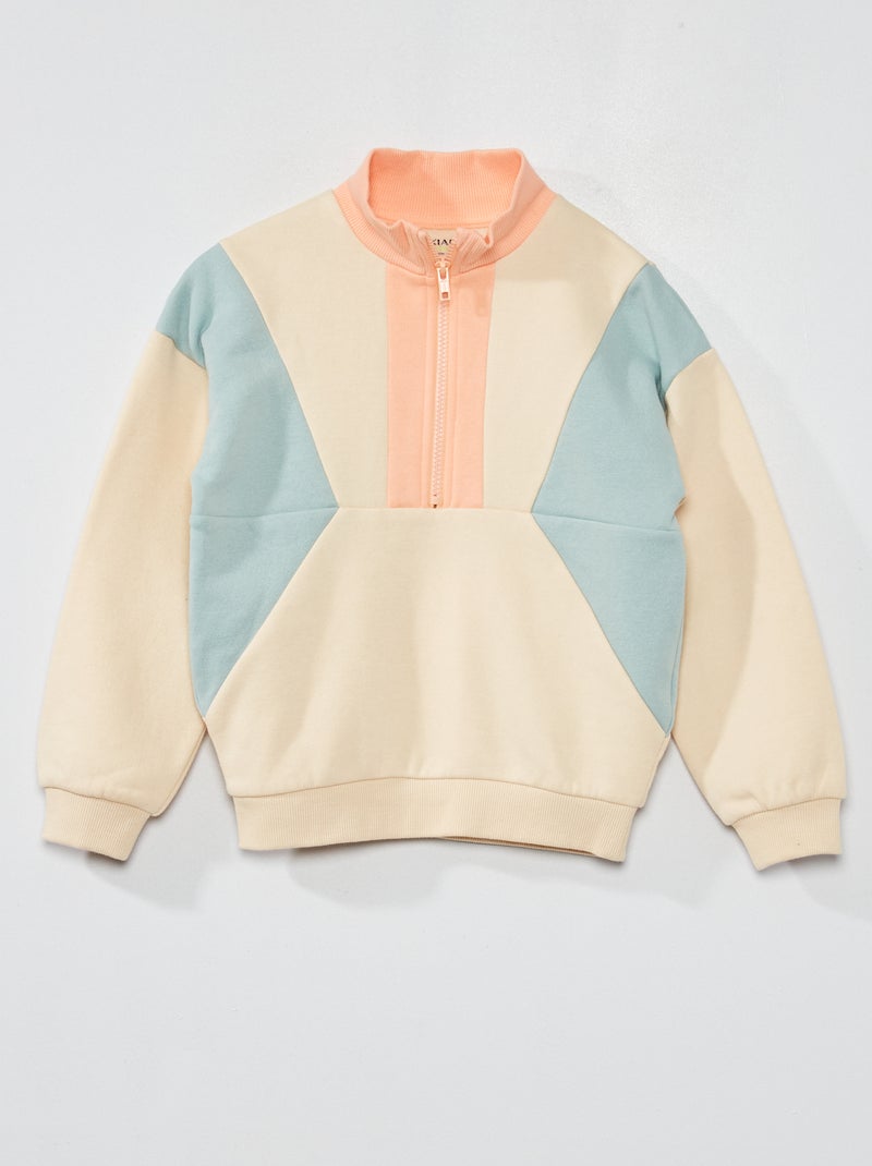 Sweatshirt em moletão color-block Ecru - Kiabi