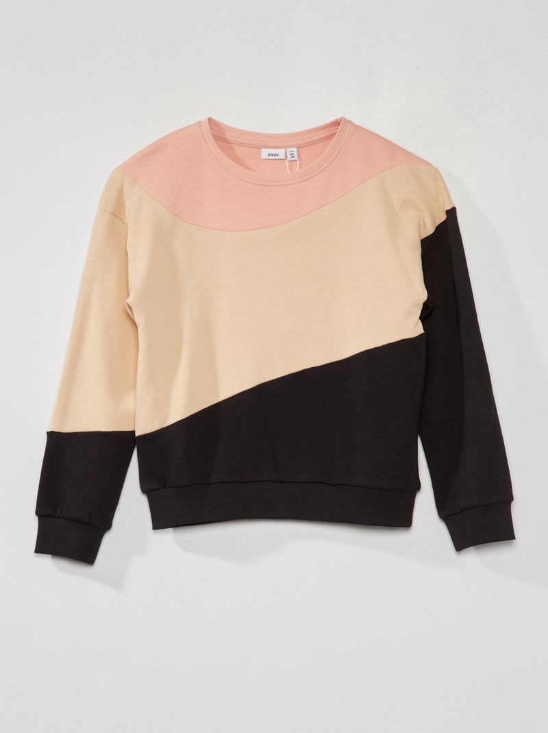 Sweatshirt em moletão color-block ROSA - Kiabi