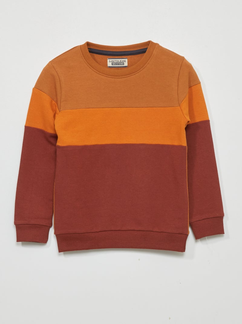 Sweatshirt em moletão color-block Vermelho Tijolo - Kiabi