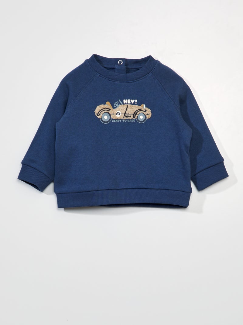 Sweatshirt em moletão com aplicação AZUL - Kiabi