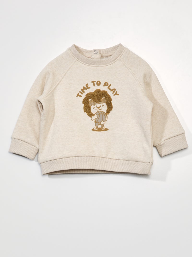 Sweatshirt em moletão com aplicação BEGE - Kiabi