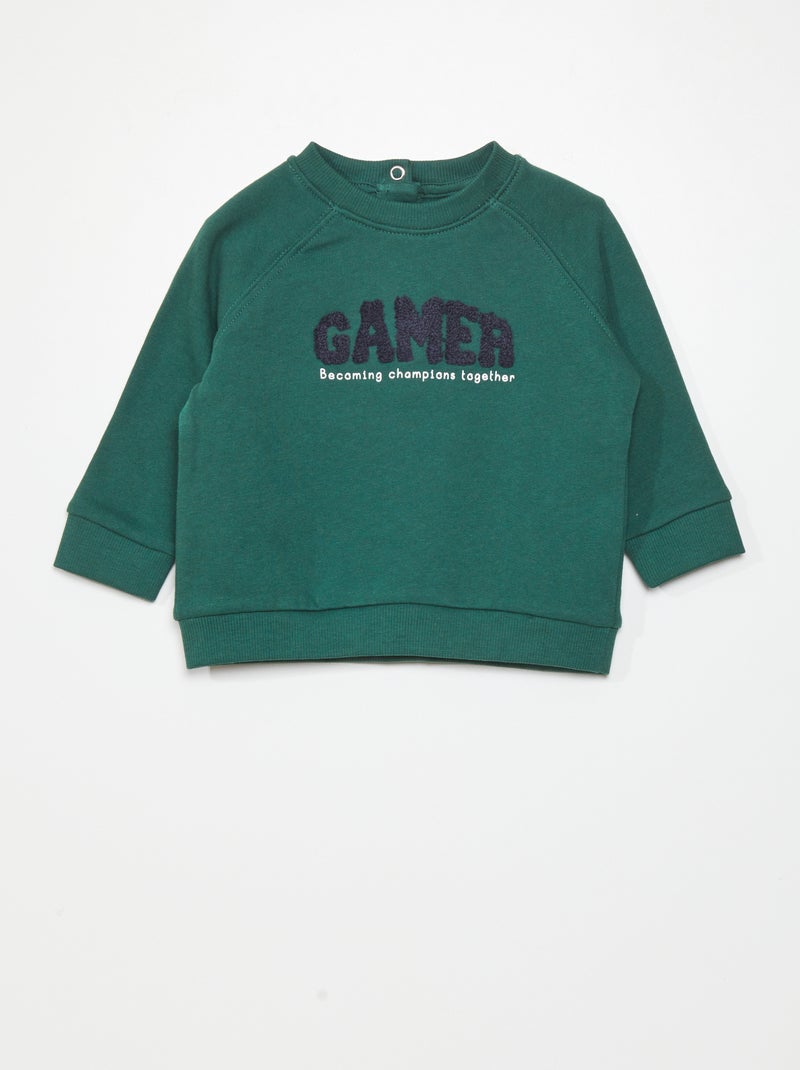 Sweatshirt em moletão com aplicação VERDE - Kiabi