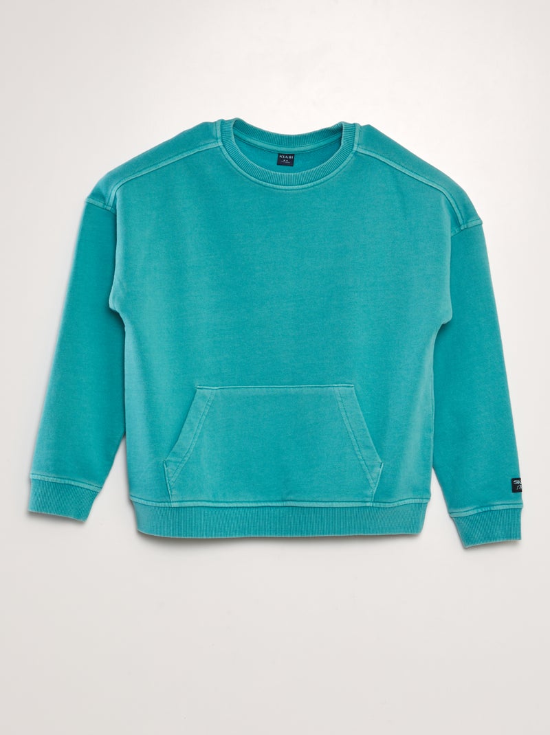 Sweatshirt em moletão com bolso canguru AZUL - Kiabi