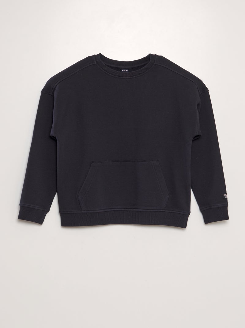 Sweatshirt em moletão com bolso canguru PRETO - Kiabi