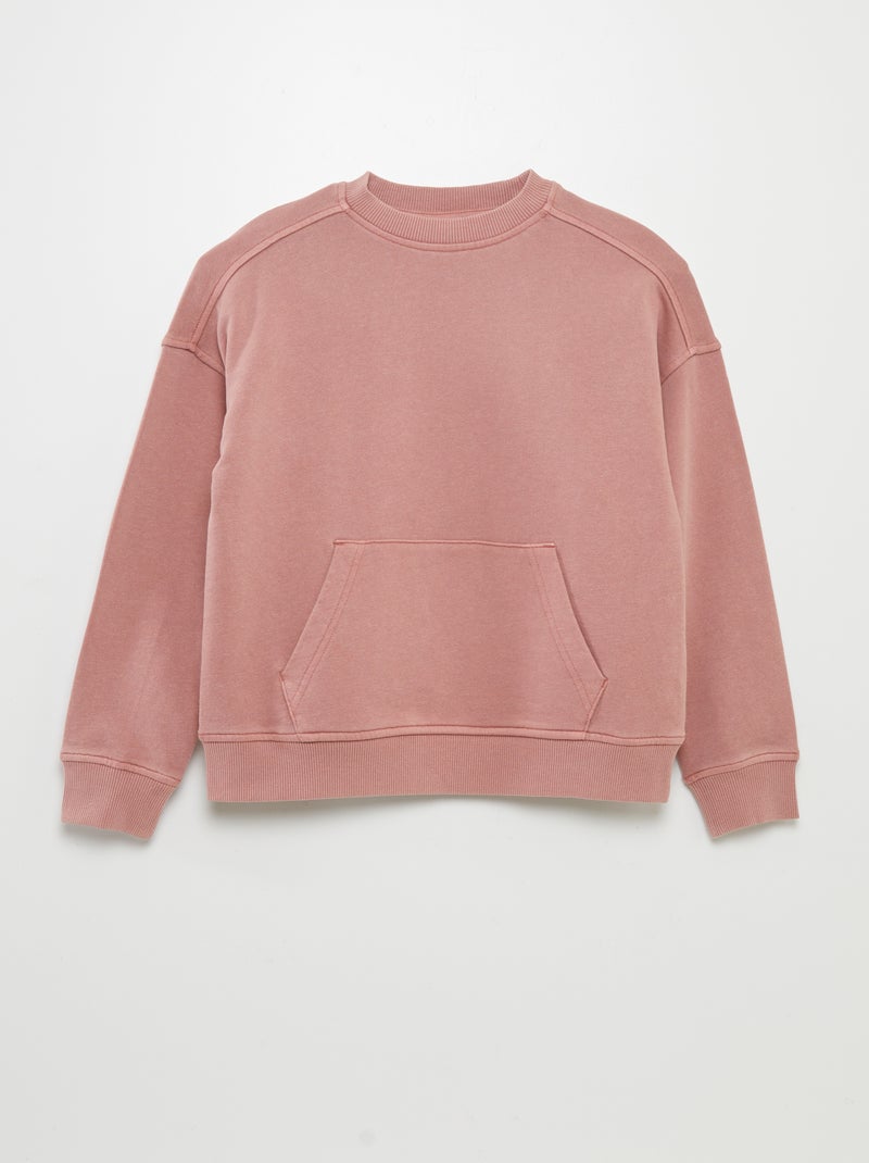 Sweatshirt em moletão com bolso canguru ROSA - Kiabi