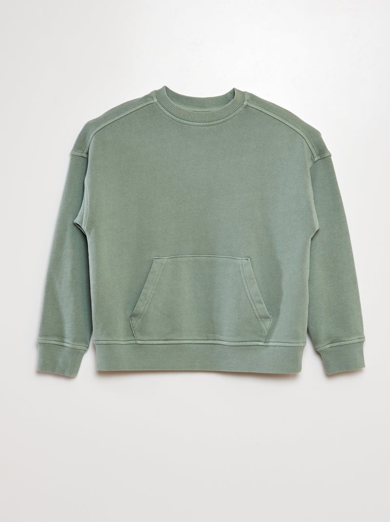 Sweatshirt em moletão com bolso canguru VERDE - Kiabi