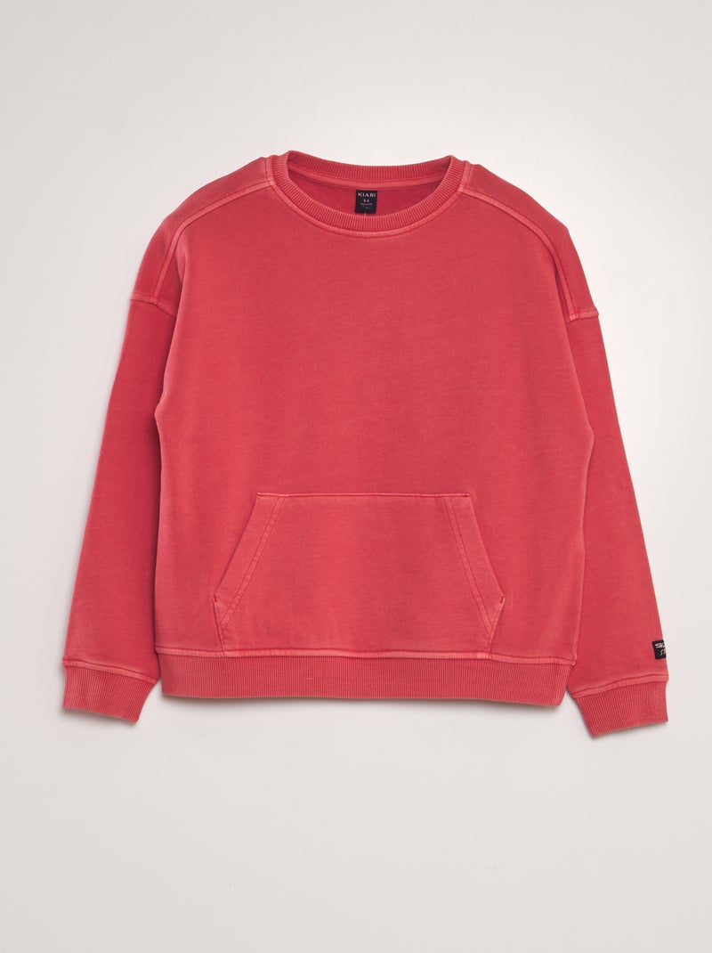 Sweatshirt em moletão com bolso canguru VERMELHO - Kiabi