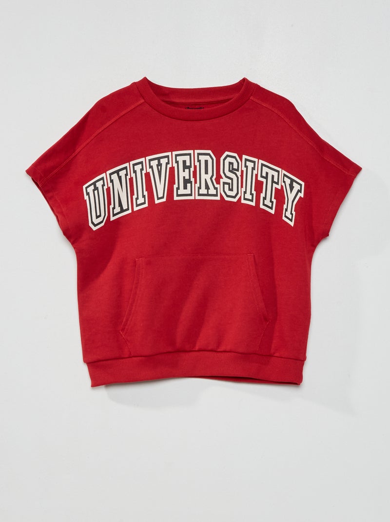 Sweatshirt em moletão com bolso canguru VERMELHO - Kiabi