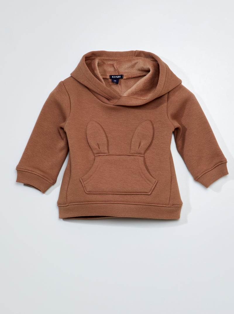 Sweatshirt em moletão com bolso de fantasia - Sempre + calor BEGE - Kiabi