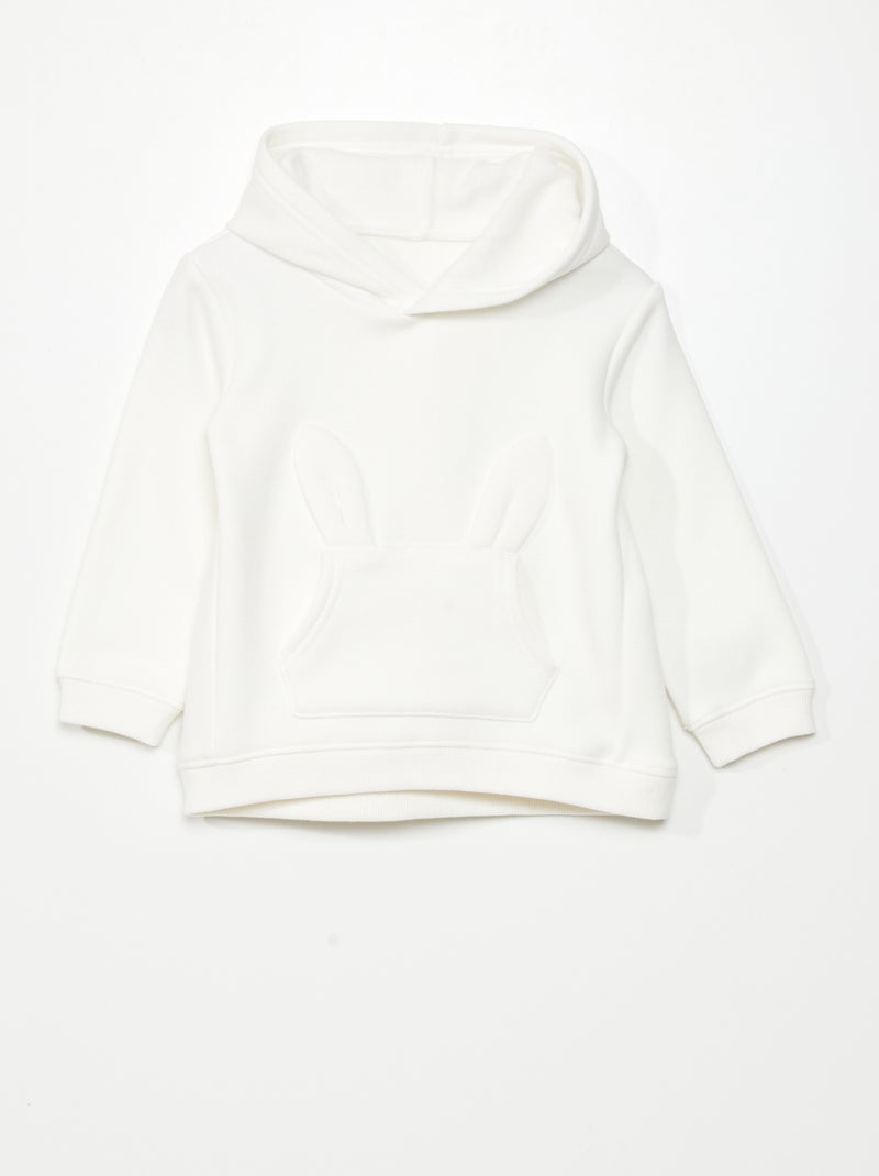 Sweatshirt em moletão com bolso de fantasia - Sempre + calor Branco - Kiabi