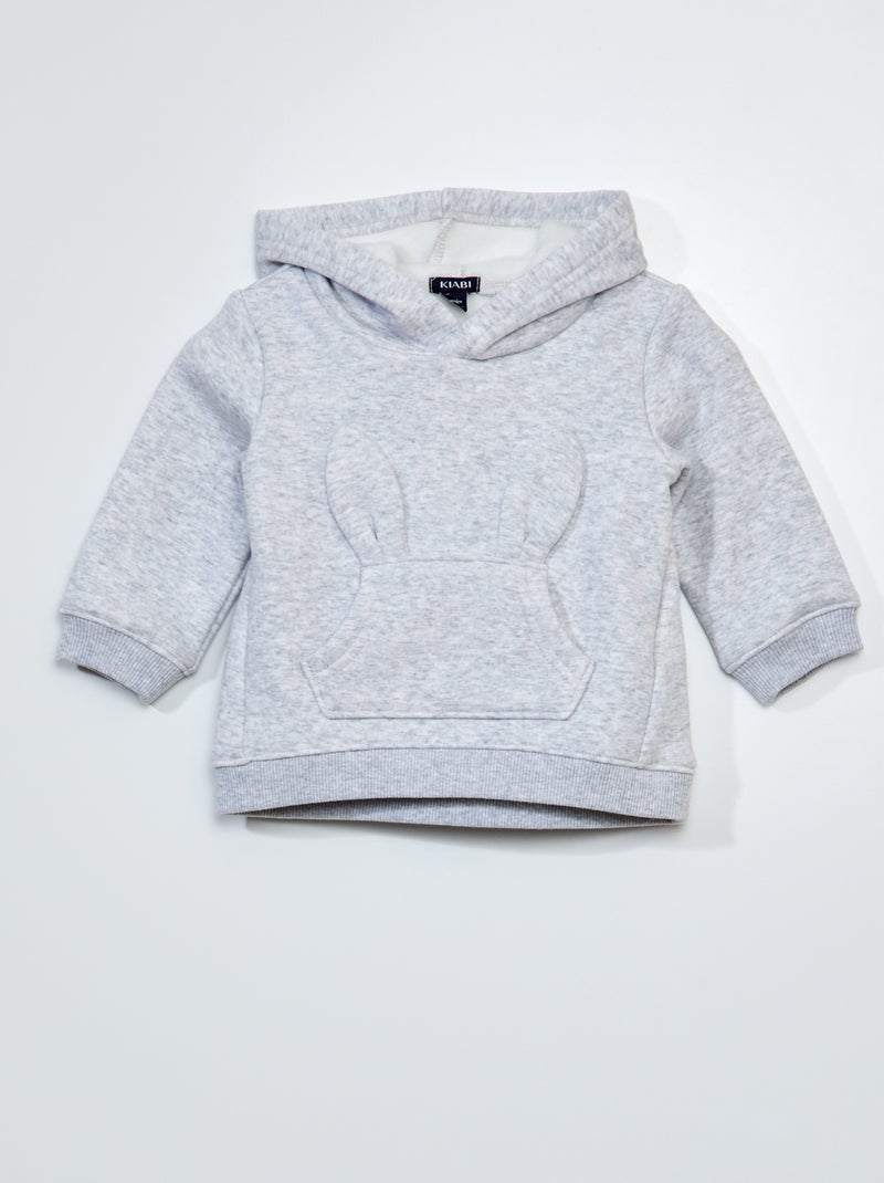 Sweatshirt em moletão com bolso de fantasia - Sempre + calor CINZA - Kiabi
