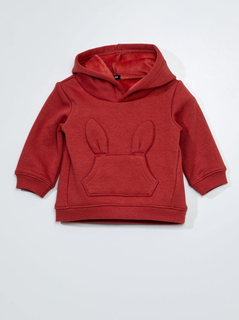 Sweatshirt em moletão com bolso de fantasia - Sempre + calor VERMELHO - Kiabi