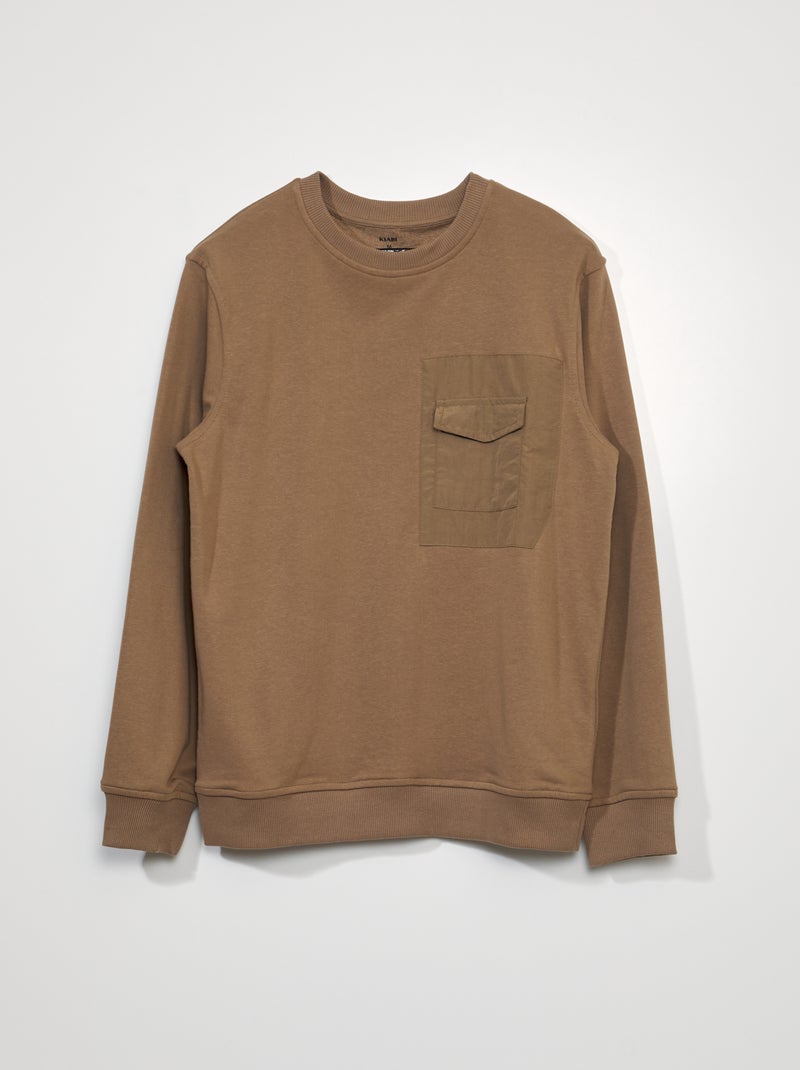 Sweatshirt em moletão com bolso frontal BEGE - Kiabi
