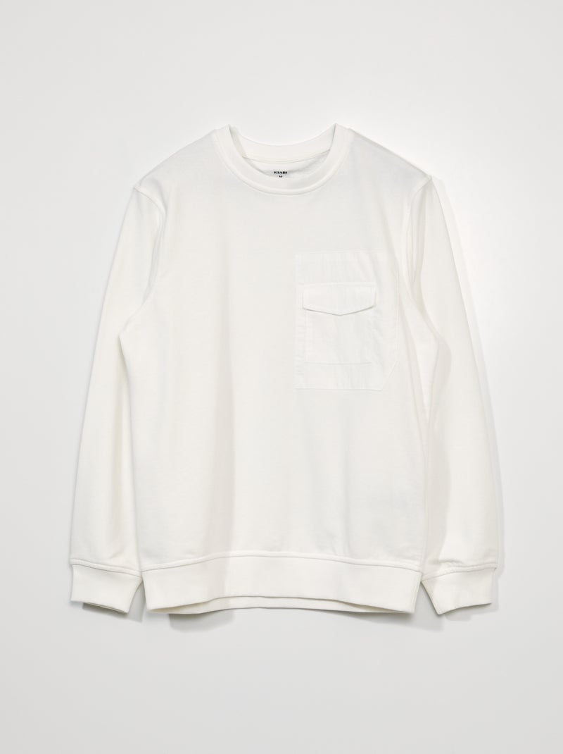 Sweatshirt em moletão com bolso frontal Branco - Kiabi