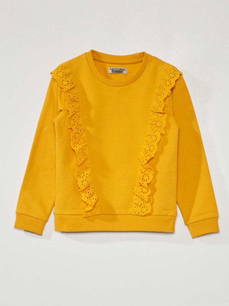 Sweatshirt em moletão com bordado AMARELO - Kiabi