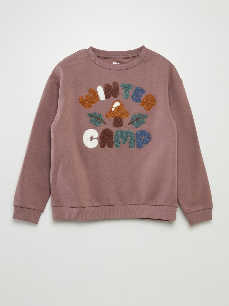 Sweatshirt em moletão com bordado em malha borboto VIOLETA - Kiabi