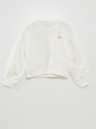 Sweatshirt em moletão com bordado frontal