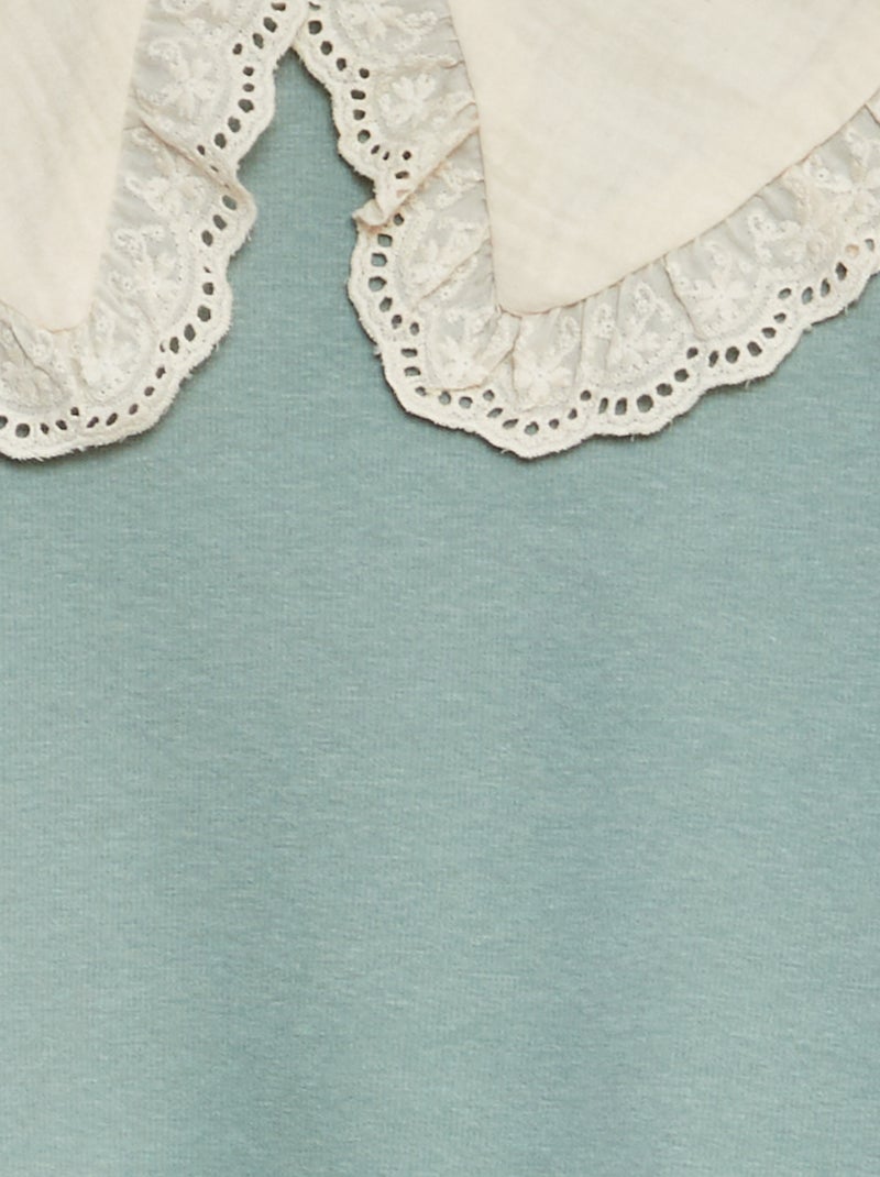 Sweatshirt em moletão com bordado inglês VERDE - Kiabi