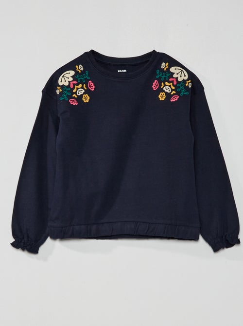 Sweatshirt em moletão com bordados - Kiabi