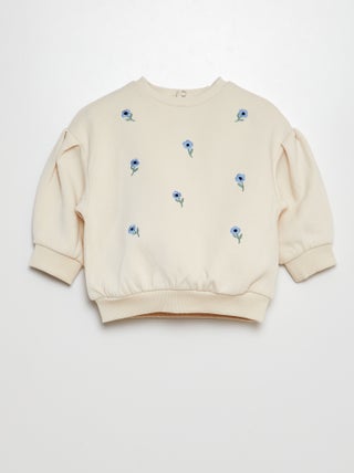 Sweatshirt em moletão com bordados de fantasia à frente