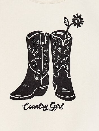 Sweatshirt em moletão com bordados e franjas nas mangas