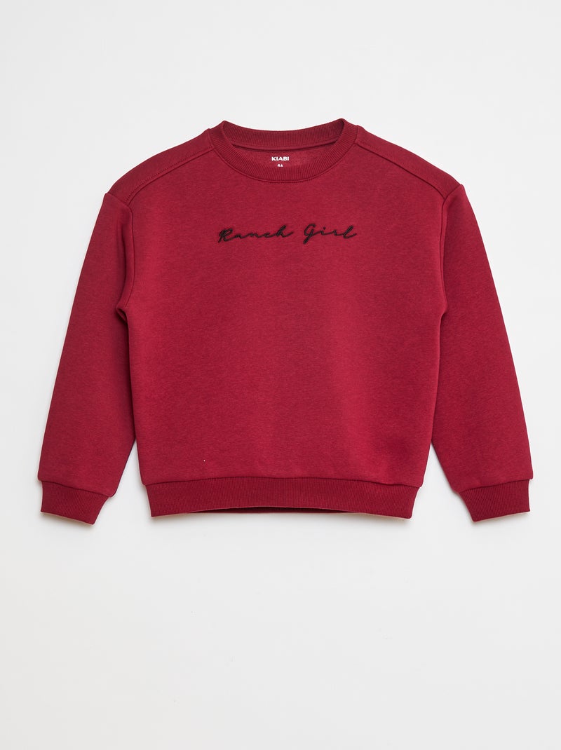 Sweatshirt em moletão com bordados e franjas nas mangas Vermelho - Kiabi