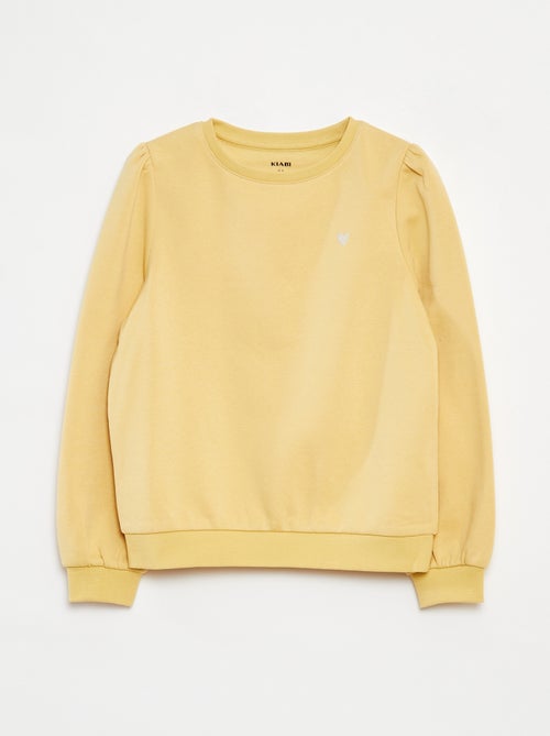 Sweatshirt em moletão com bordados e franzidos nos ombros - Kiabi
