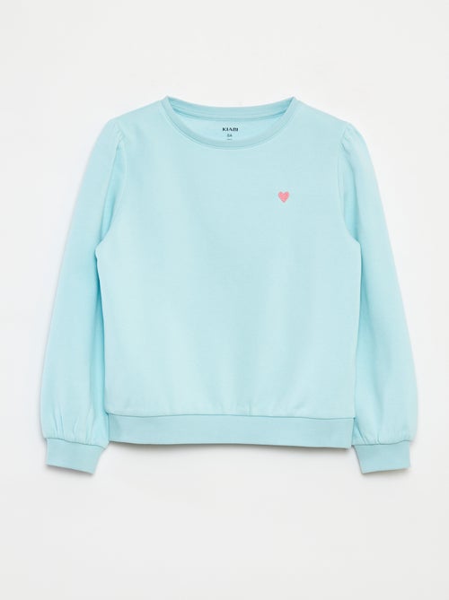 Sweatshirt em moletão com bordados e franzidos nos ombros - Kiabi