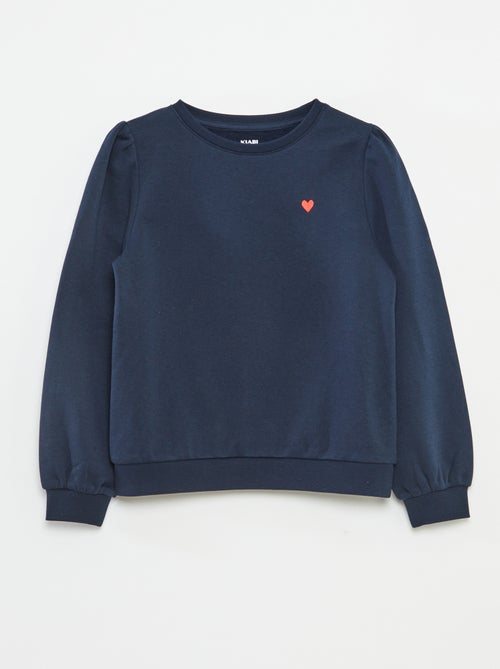 Sweatshirt em moletão com bordados e franzidos nos ombros - Kiabi