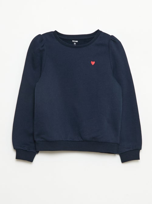 Sweatshirt em moletão com bordados e franzidos nos ombros - Kiabi