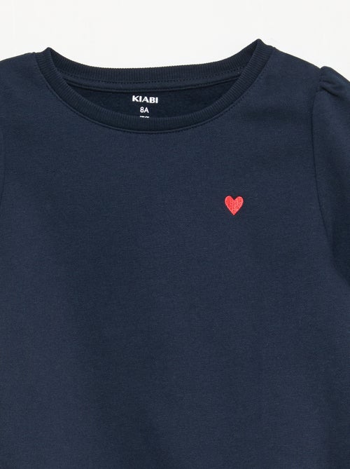 Sweatshirt em moletão com bordados e franzidos nos ombros - Kiabi