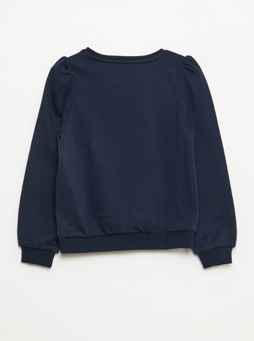 Sweatshirt em moletão com bordados e franzidos nos ombros - Kiabi