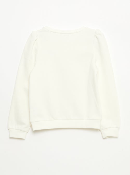 Sweatshirt em moletão com bordados e franzidos nos ombros - Kiabi