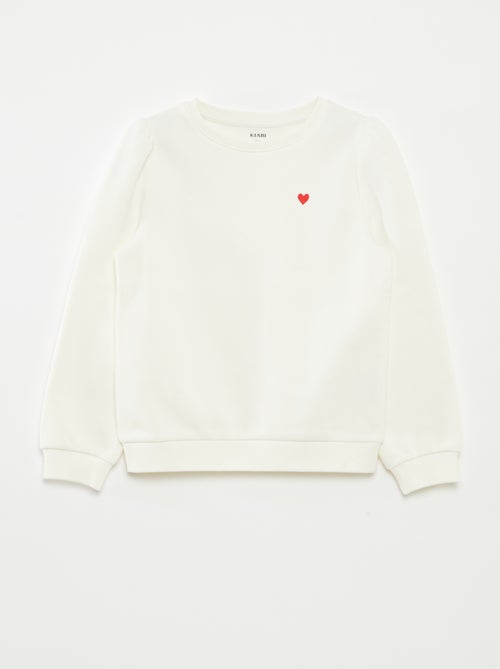 Sweatshirt em moletão com bordados e franzidos nos ombros - Kiabi