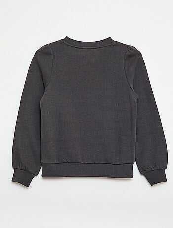 Sweatshirt em moletão com bordados e franzidos nos ombros