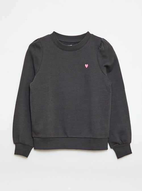 Sweatshirt em moletão com bordados e franzidos nos ombros - Kiabi