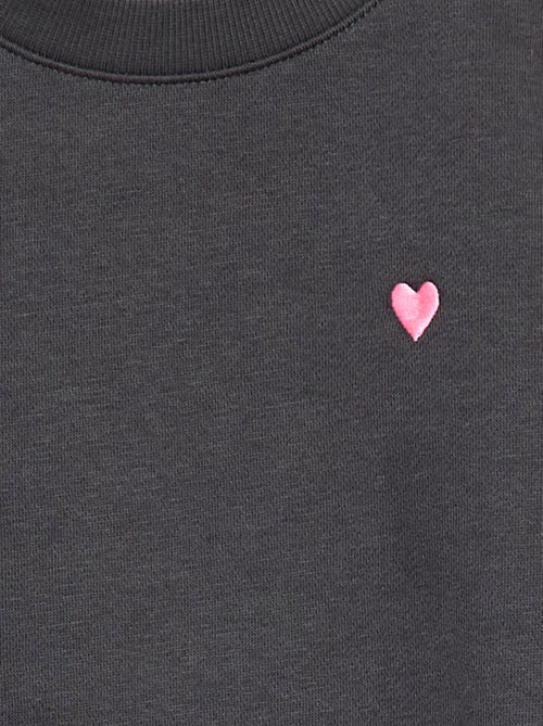 Sweatshirt em moletão com bordados e franzidos nos ombros - Kiabi