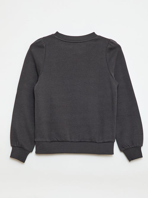 Sweatshirt em moletão com bordados e franzidos nos ombros - Kiabi