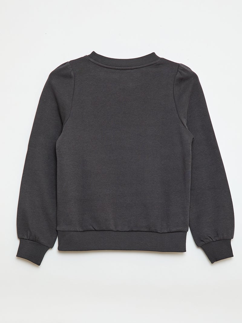 Sweatshirt em moletão com bordados e franzidos nos ombros Cinza - Kiabi