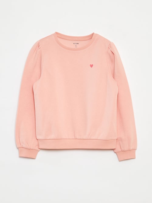 Sweatshirt em moletão com bordados e franzidos nos ombros - Kiabi