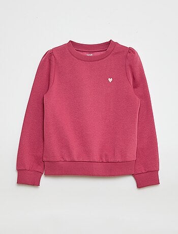 Sweatshirt em moletão com bordados e franzidos nos ombros