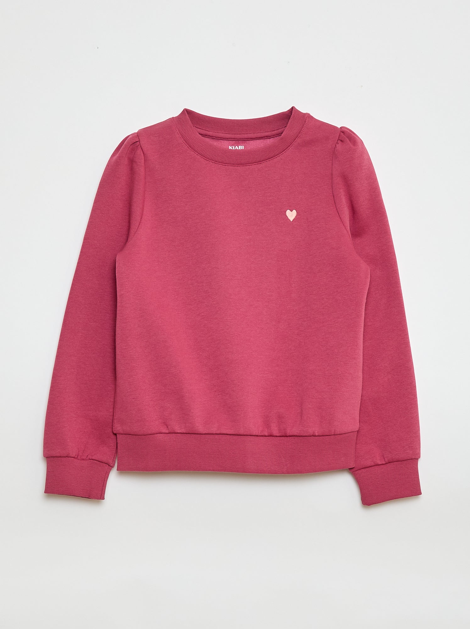 Sweatshirt em moletão com bordados e franzidos nos ombros