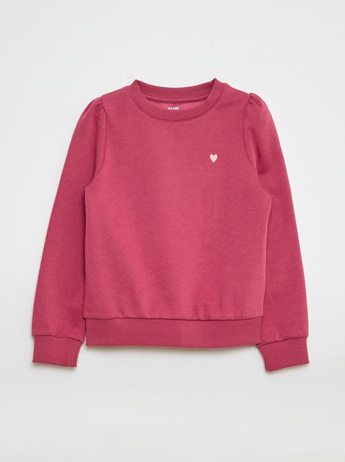 Sweatshirt em moletão com bordados e franzidos nos ombros - Kiabi